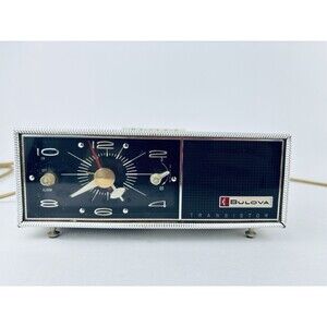 Bulova Mini Transistor Radio Alarm Clock Model Series 130 Vintage‎ MCM see VIDEO